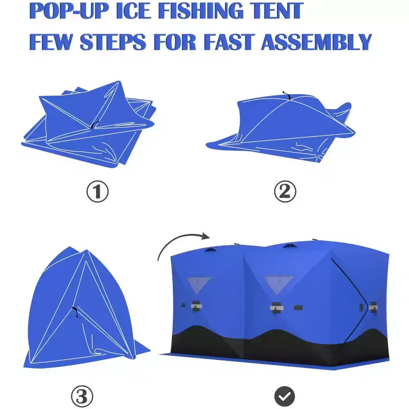 COZONY Insulated Ice Fishing Tent, Portable Pop-Up Shelter for 6-8 Person, Weather-Resistant for Winter Fishing and Hunting