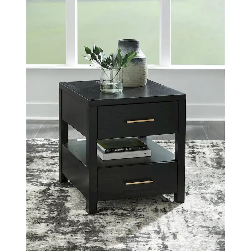 Black End Table with USB Charging Ports - 22W x 24D x 24H