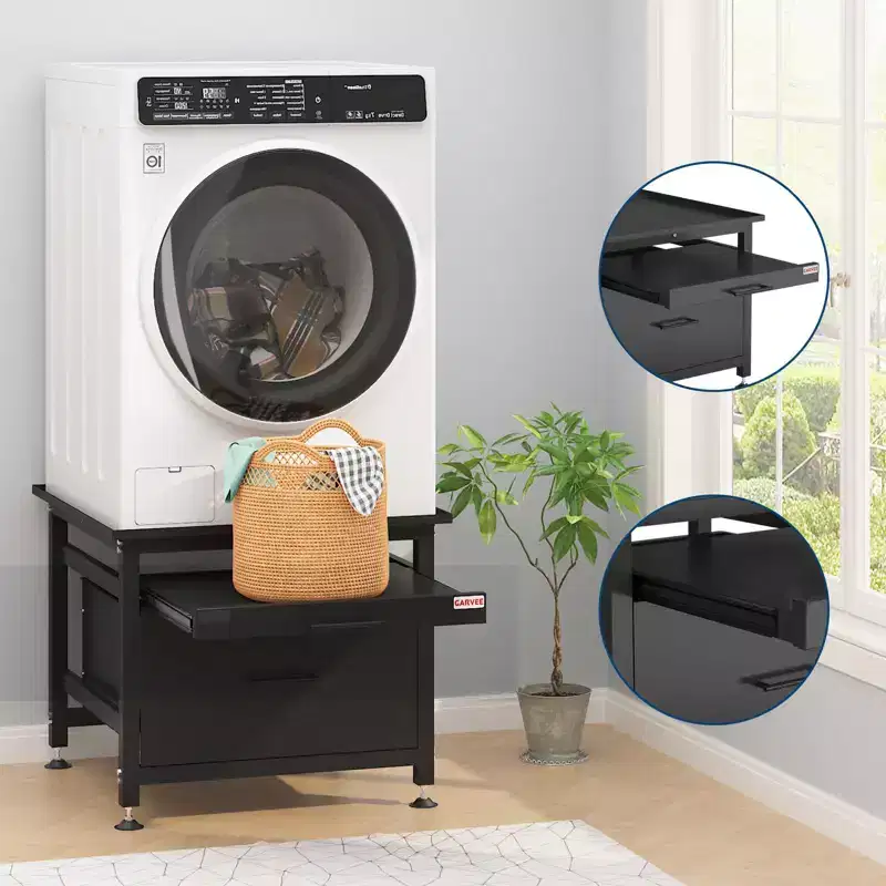 29x29x23 Heavy Duty Washer/Dryer Pedestal  850LB Capacity with Pullout Shelf & Drawer for Universal Anti-Vibration Support