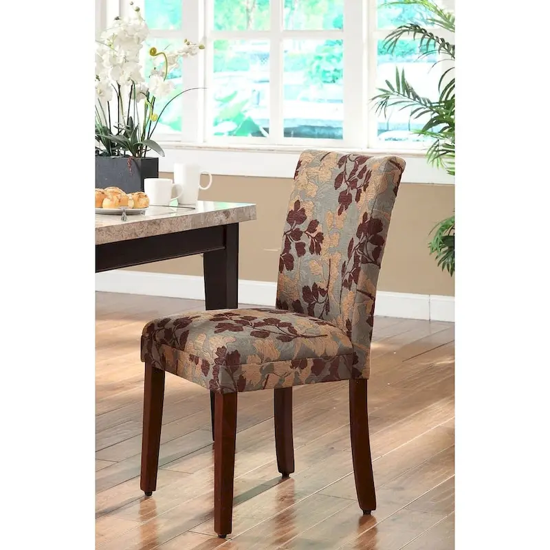 Classic Textured Sage Floral Chenille Dining Chair