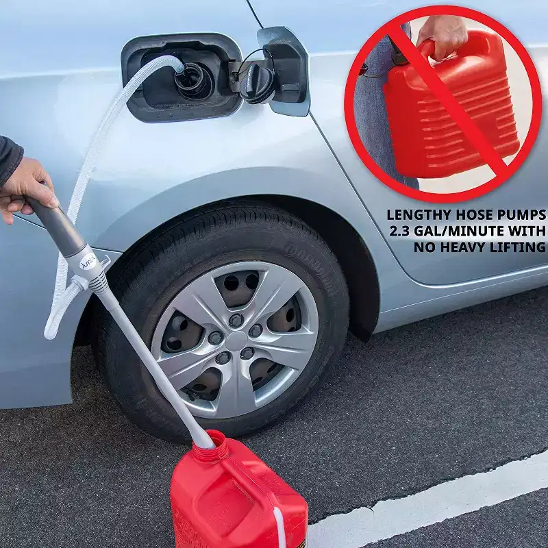 Jumbl Automatic Fuel Transfer Pump, D Battery Powered, Portable Siphon, 2.3 GPM, Extra Long Hose