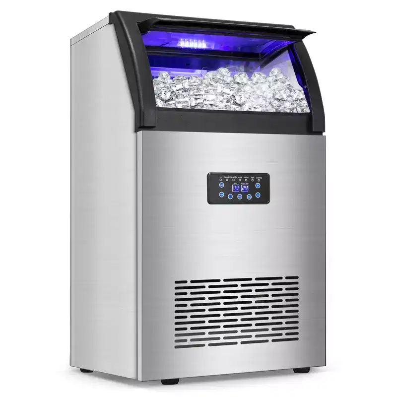 Denjol Undercounter Commercial Ice Maker - Makes 150 lbs Half-Size Cubes per Day, 16.2 Inch, Freestanding