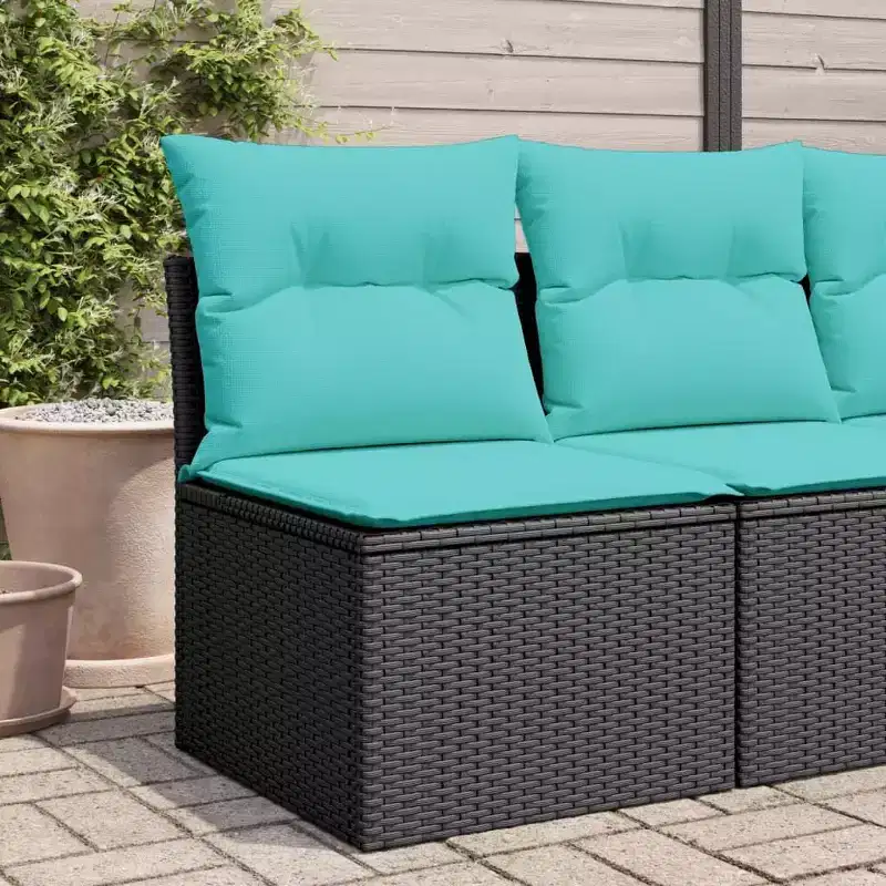 vidaXL Garden Sofa PE Rattan, Powder-Coated Steel, Polyester Compact