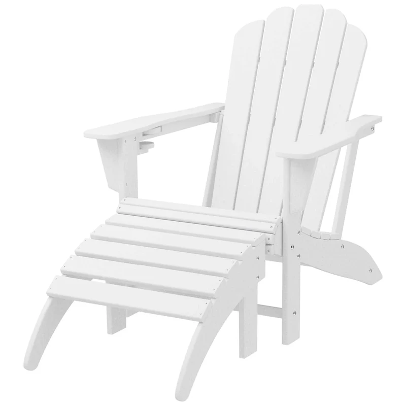 Polytrends Aderson Outdoor Poly Adirondack Chair with Ottoman