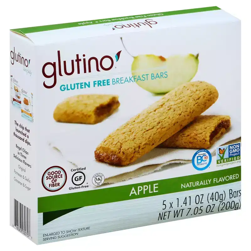 Glutino Gluten Free Oven Baked Bar Apple Cinnamon Natural Flavor - Case of 12 - 7.05 oz