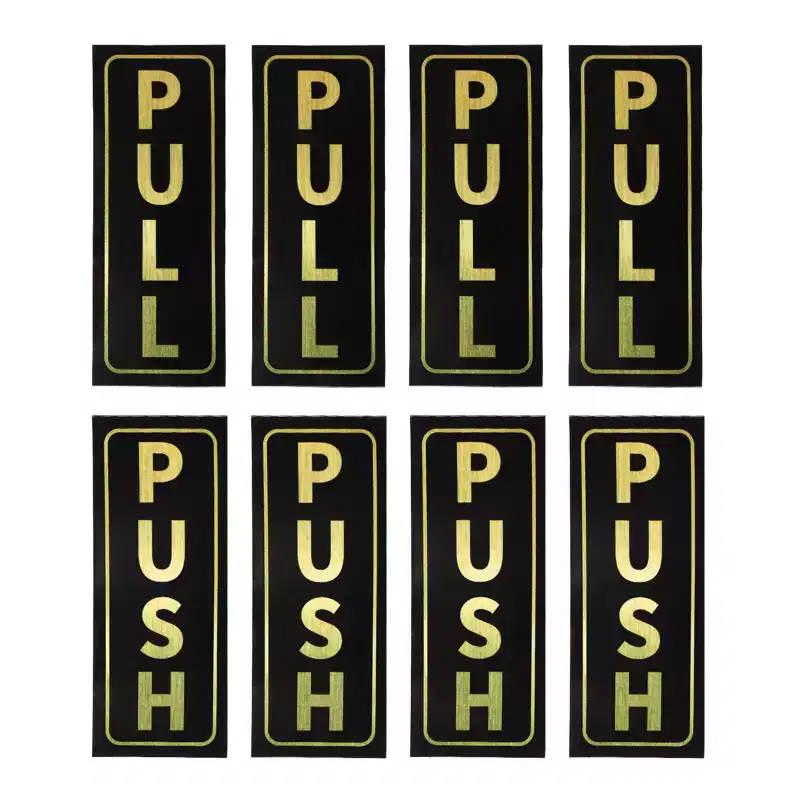 Unique Bargains Self-Adhesive Waterproof Office Shop Push Pull Door Sign 4 Set