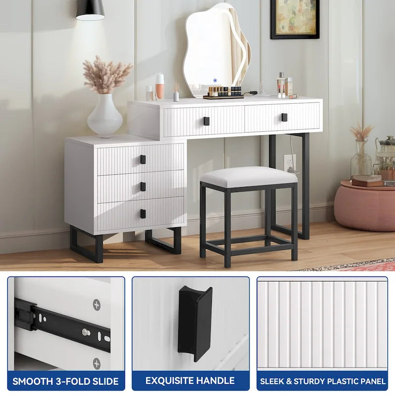 Moasis Expandable Cloud Vanity With Built-in Socket and Lighted Mirror - 49.90  H X 51.10  W X 15.70  D