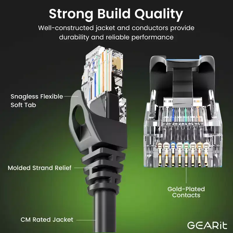 GEARit Flexible Soft Boot Cat6 Ethernet Patch Cable, Black