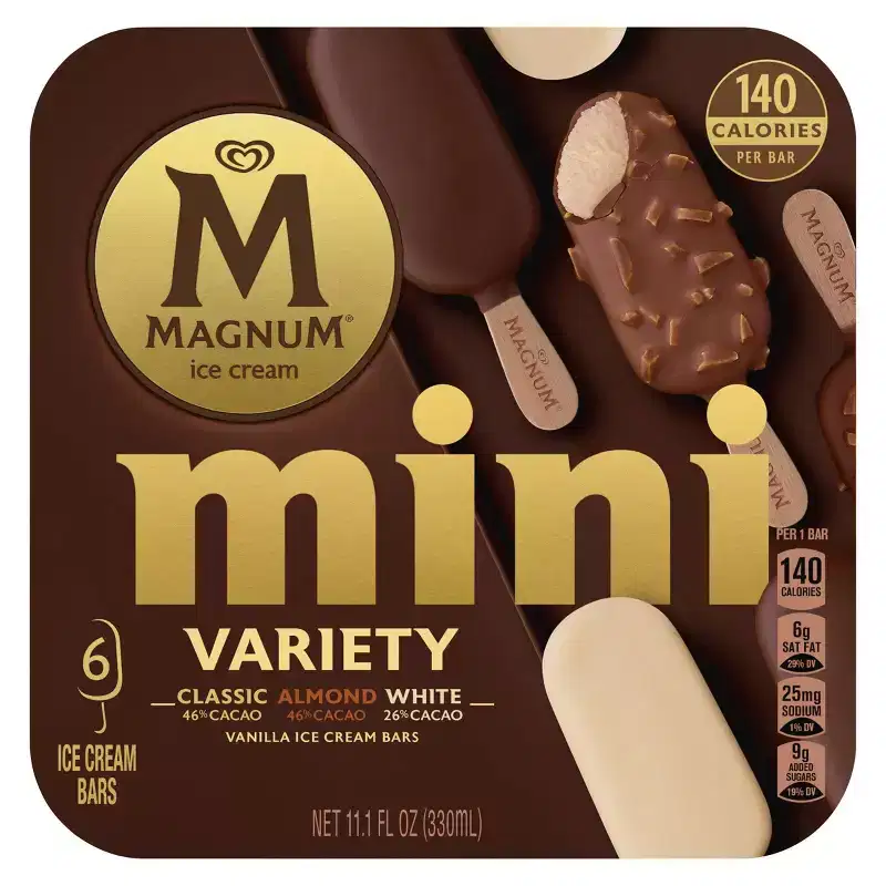 Magnum Classic/Almond/White Assorted Mini Ice Cream Bars- 6ct