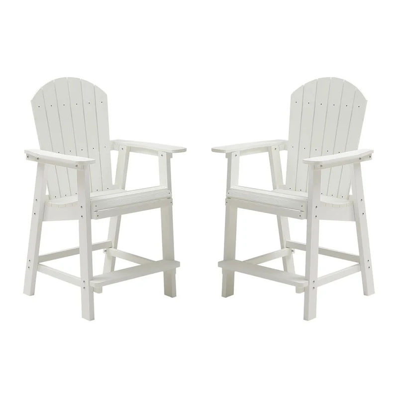 White Outdoor Patio Bar Chairs (Set of 2)