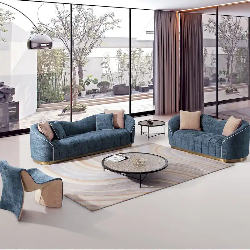 Modern Living Room Set Accent Armchair With Loveseat 4-Seater Sofa