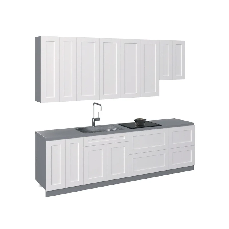 Kitchen Contemporary Collection White Matte Color Base Size 9.5Ft Wide - 114x24