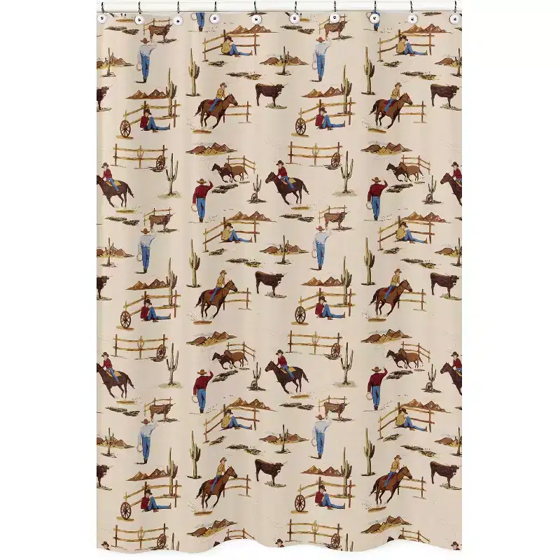Sweet Jojo Designs Boy Shower Curtain 72in.x72in. Wild West Cowboy Multicolor