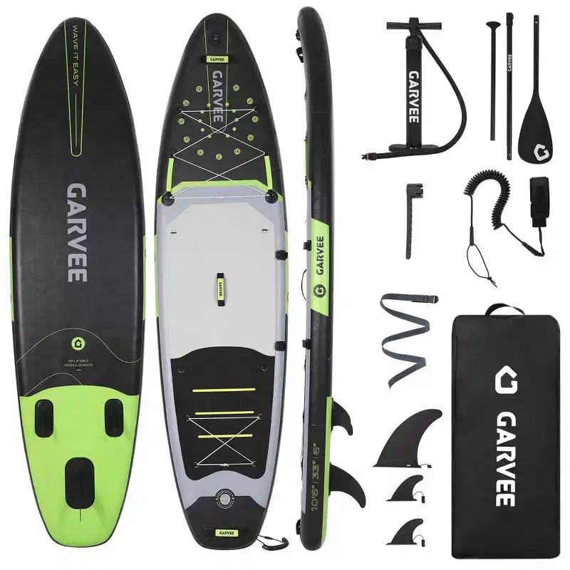 Large Inflatable SUP Board Set, Paddle Board with Camera Mount, Non-Slip Deck, Adjustable Paddle, Safety Leash, Backpack Repair Kit, All Skill Levels