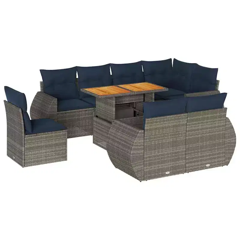 vidaXL Patio Sofa Set with Cushions Poly Rattan