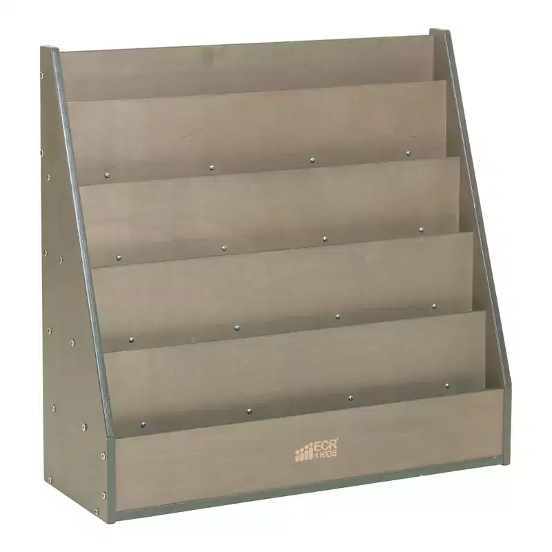 Single-Sided Classroom Book Display with 9 Shelves & Storage 鈥?Birch Plywood