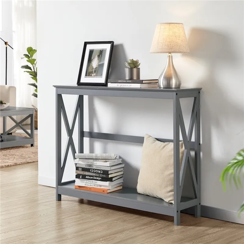 2-Tier X-Design Console Table for Entryway