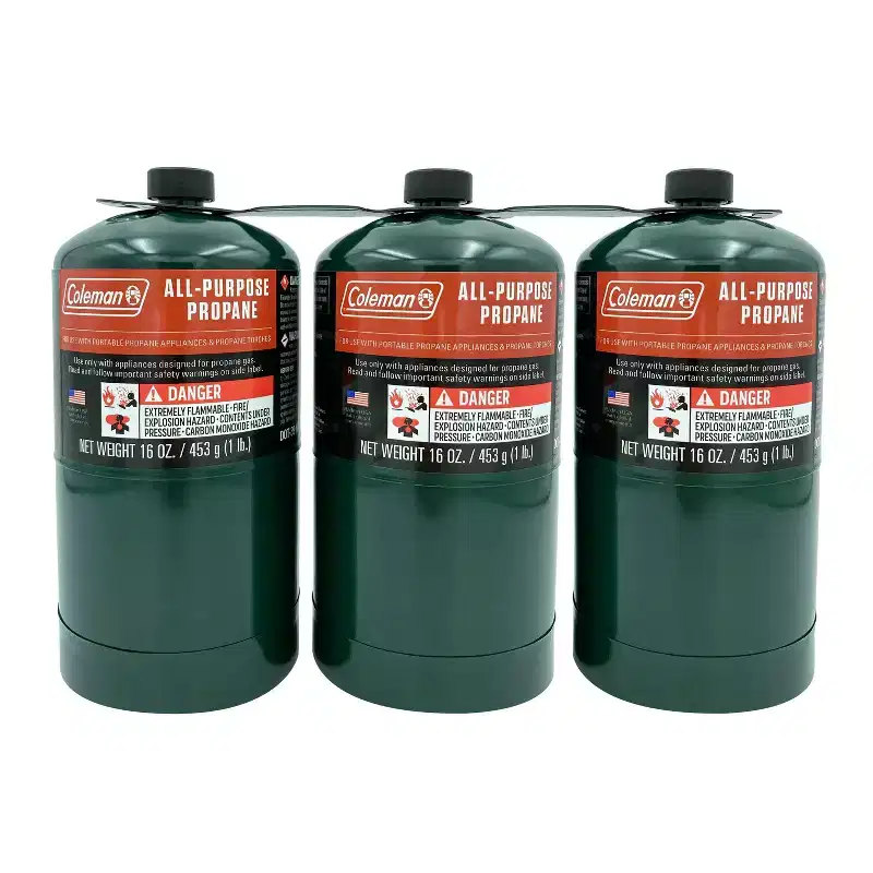 Coleman 3pk Propane: Portable Fuel Cylinders for Grills & Torches, 16oz Steel Canisters