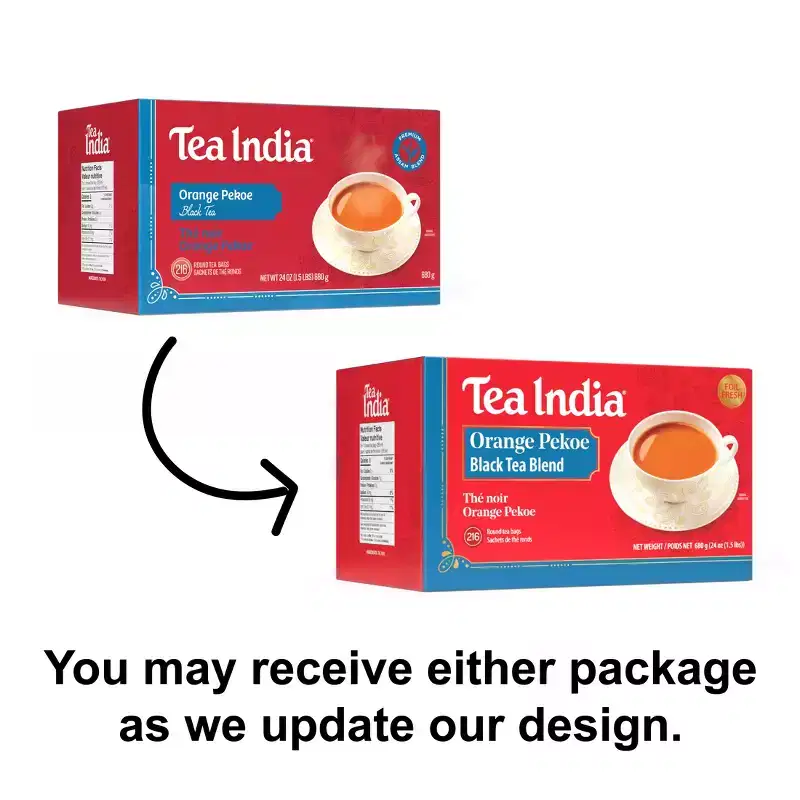 Tea India Premium Orange Pekoe Black Tea, 216 count. Packaging May Vary.
