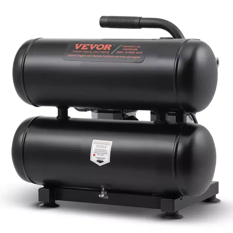 VEVOR Air Compressor,4.6 Gallon Steel Tank, 1HP 2.2 CFM@90 PSI Oil Free Air Compressor&Max. 120PSI Pressure,80dB Ultra Quiet Portable Compressor,Black