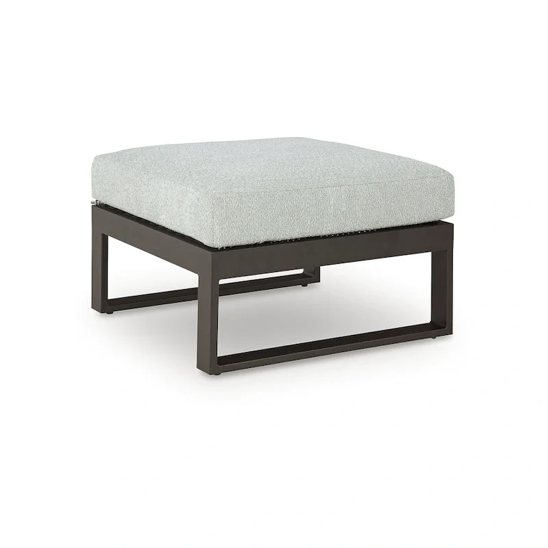Signature Design by Ashley Beachloft Black/Gray Outdoor Ottoman with Cushion - 28W x 28D x 19H
