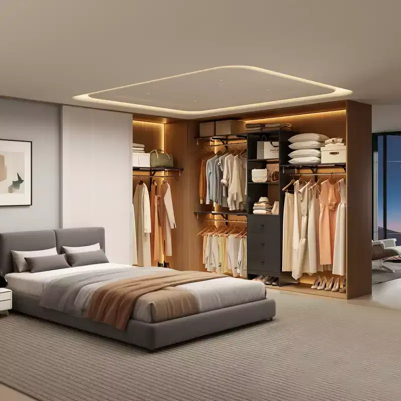 Black 96x16x75 High-Capacity Wardrobe Rack - 3 Drawers, Shelves, Expandable Rods, Stylish & Durable