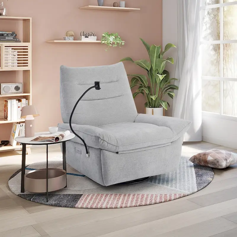 Grey / Green / White Power Recliner Glider Swivel Chair — Single