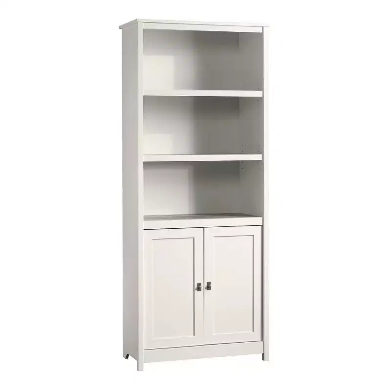 Soft White Library with Doors 鈥?2-Door, 3-Shelf, 1-Person