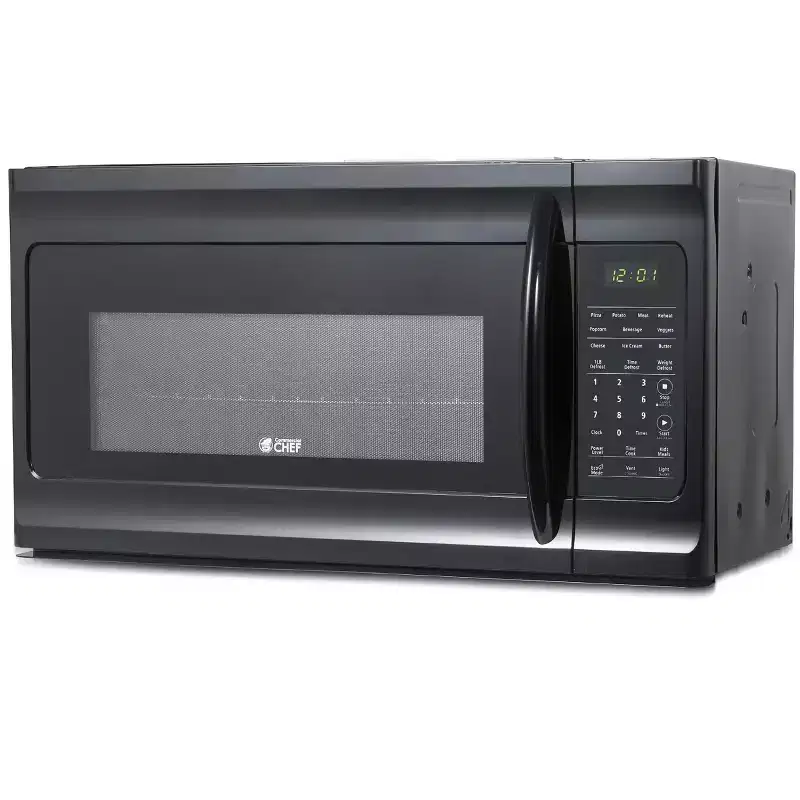 Commercial Chef 1.7 Cu. Ft. Over-The-Range Microwave Oven, 10 Power Levels, 300 CFM Hidden Vent Hood Fan, Touch Controls, 10 Preset Options, Black