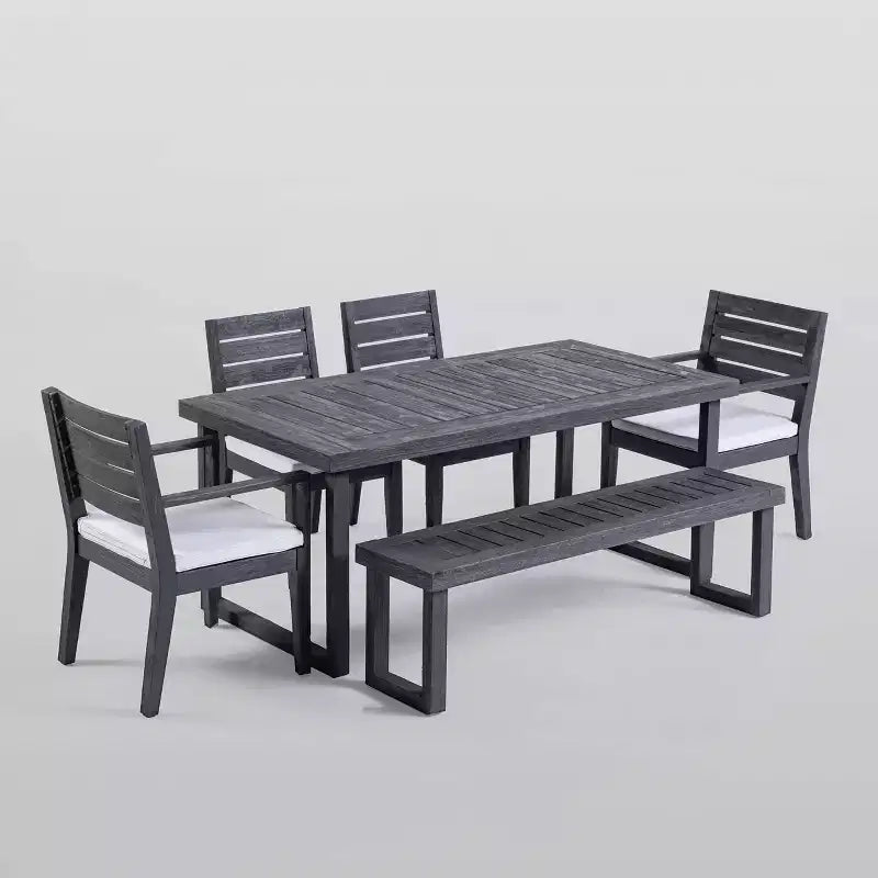 Nestor 6pc Acacia Wood Dining Set - Dark Gray/Light Gray - Christopher Knight Home