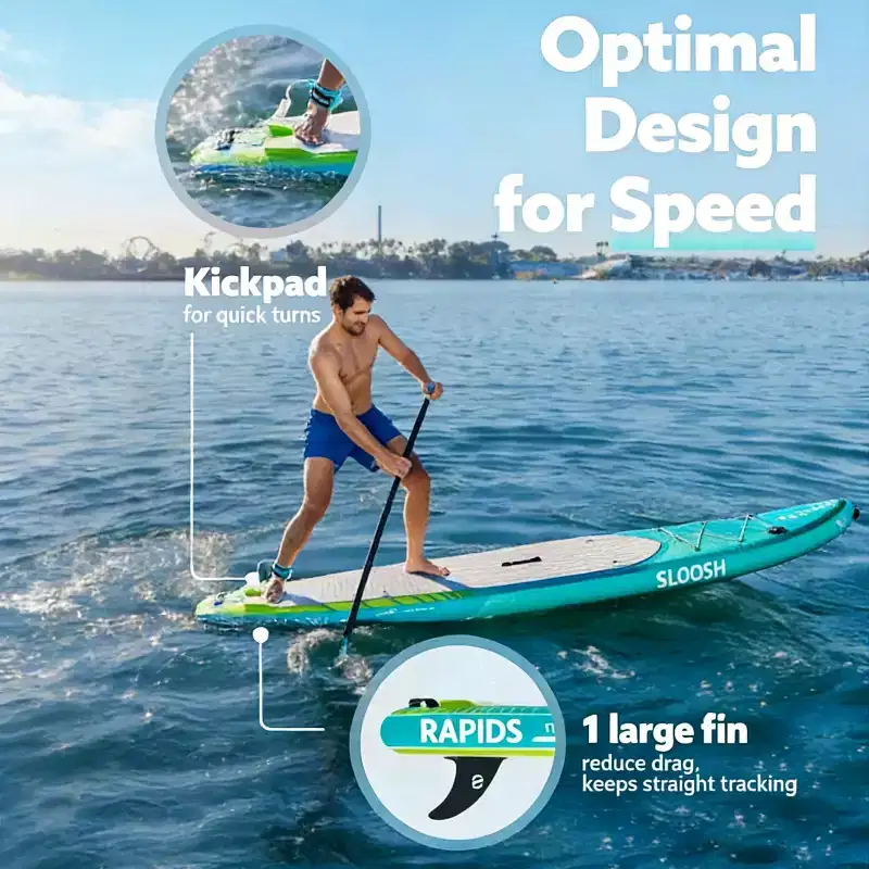 SLOOSH 11'6 Inflatable Stand Up Paddle Board with Premium Accessories, Non-Slip EVA Deck, Ultra-Light Carry Bag Pump, Rapids SUP for Youth & Adults