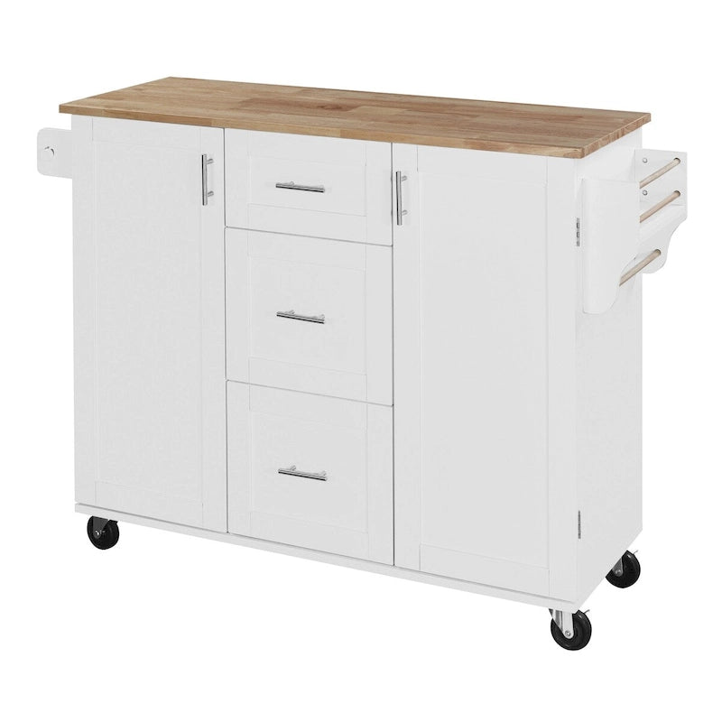 Kitchen Cart with Rubber Wood Top