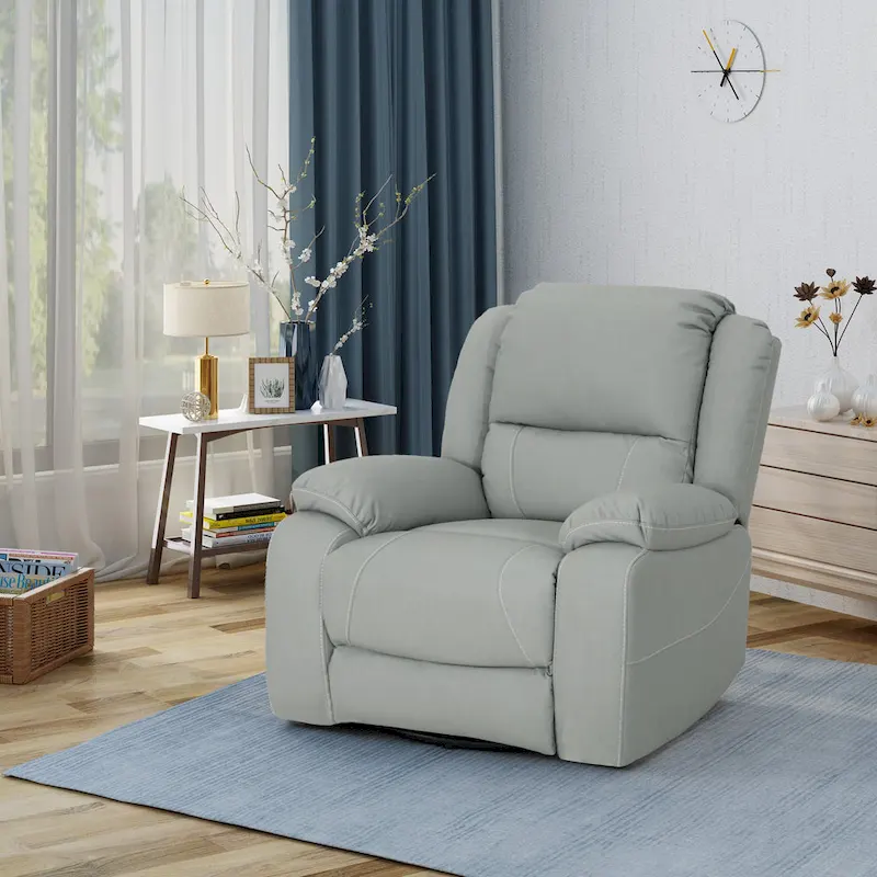 Tufted Faux Leather Swivel Recliner
