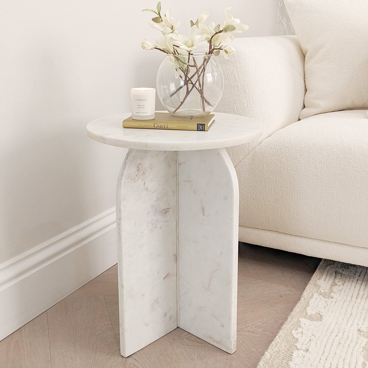 White Marble Side Table