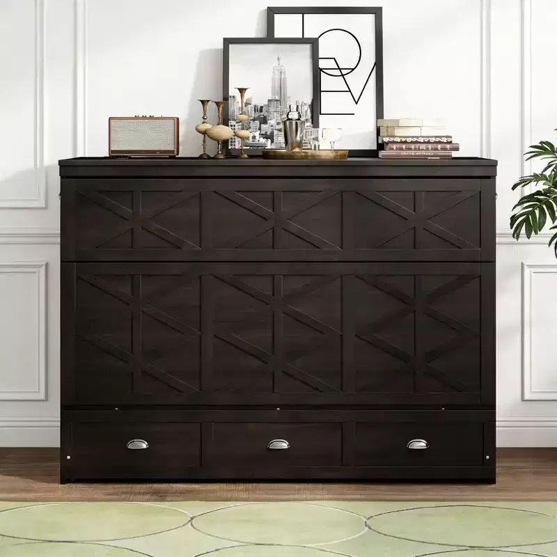 Luxystar Queen Murphy Bed Cabinet With Storage Drawer