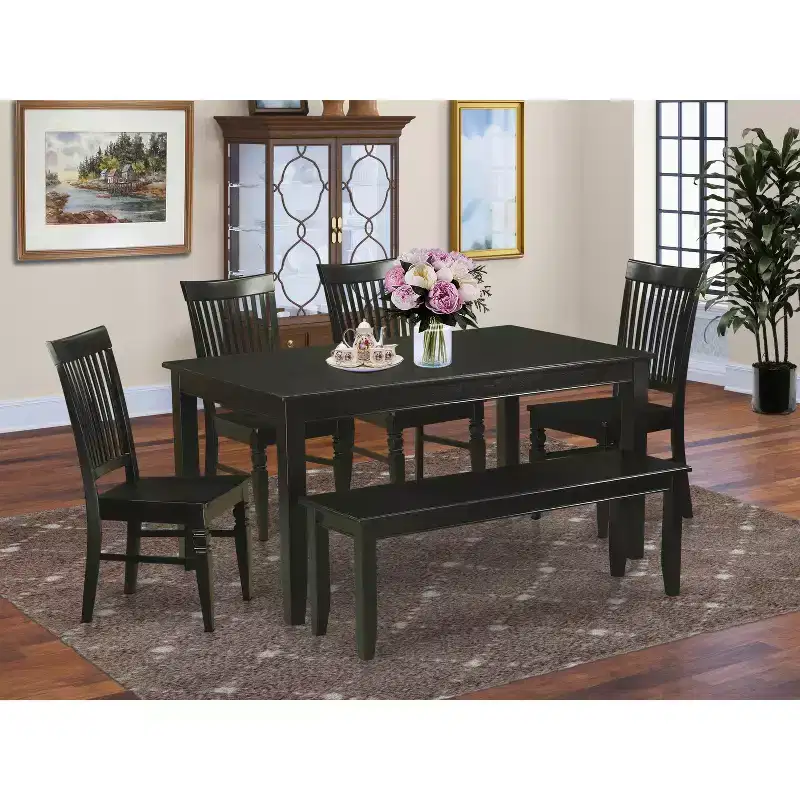 HomeStock Rectangle Kitchen Dining Table Set With 4/6 Chairs