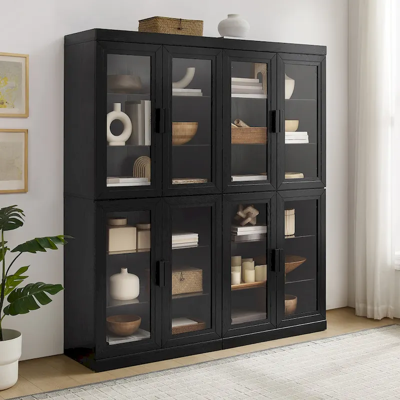 Crosley Essen 2Pc Glass Door Kitchen Pantry Storage Cabinet Set