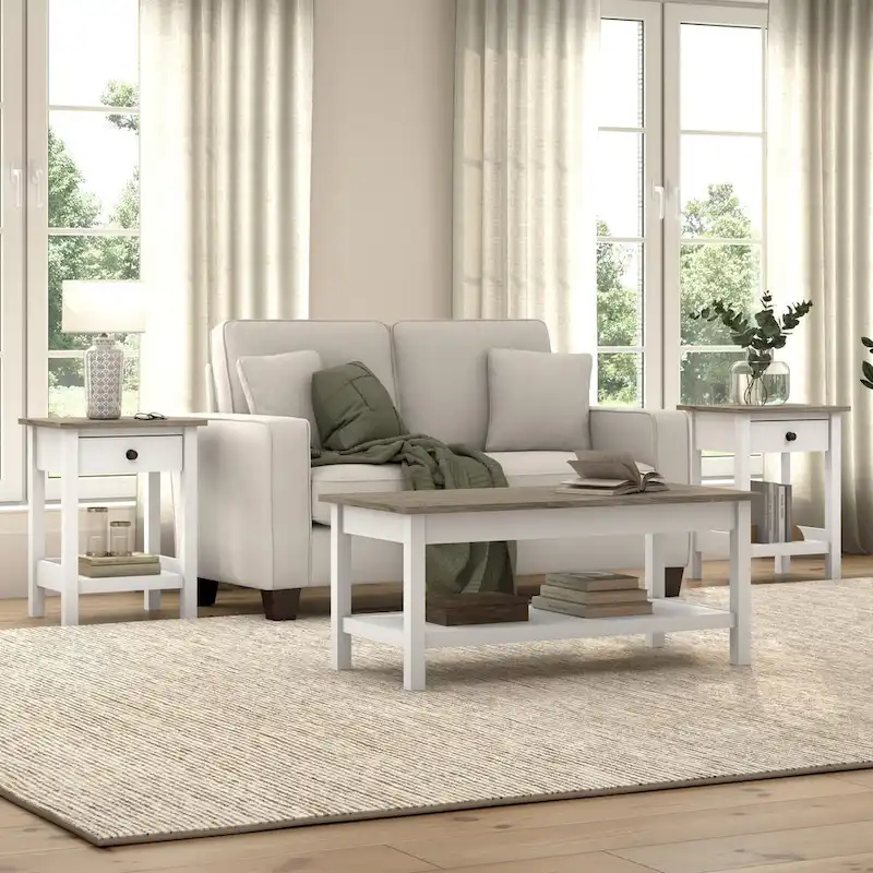 Farmhouse Coffee Table with End Tables