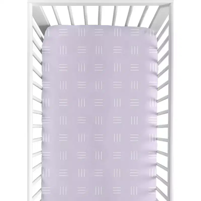 Sweet Jojo Designs Girl Baby Fitted Crib Sheet Boho Hatch Lavender Purple and White