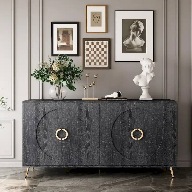 4-Door Storage Cabinet with Metal Legs