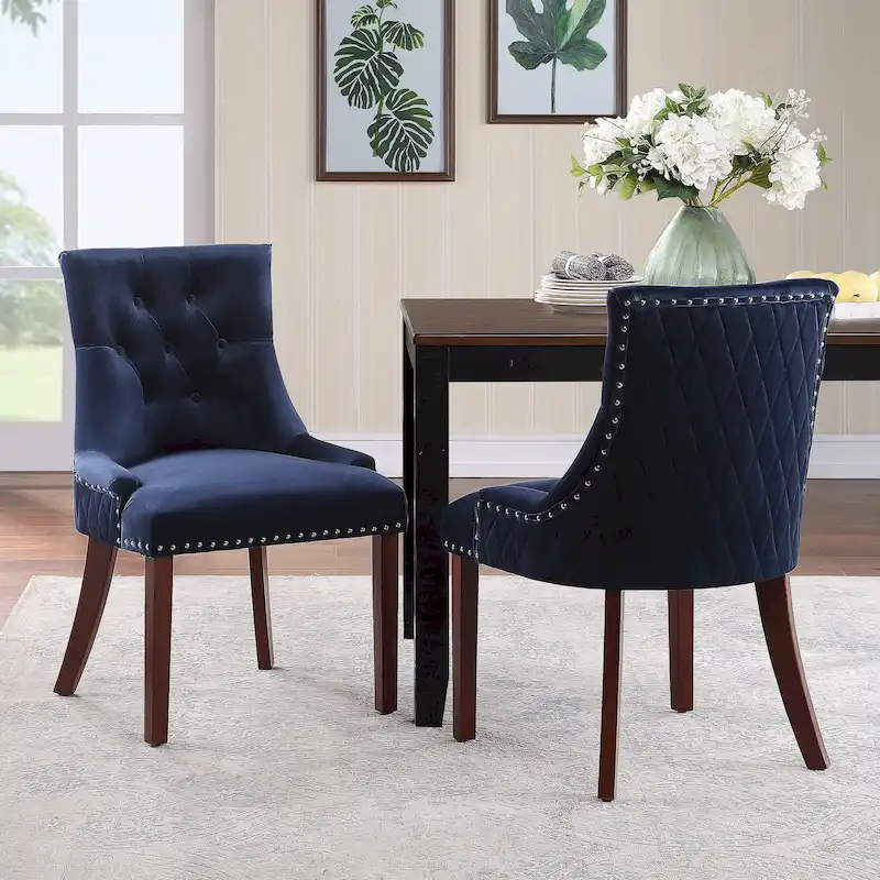 Tufted Velvet Dining Chairs (Set of 2)