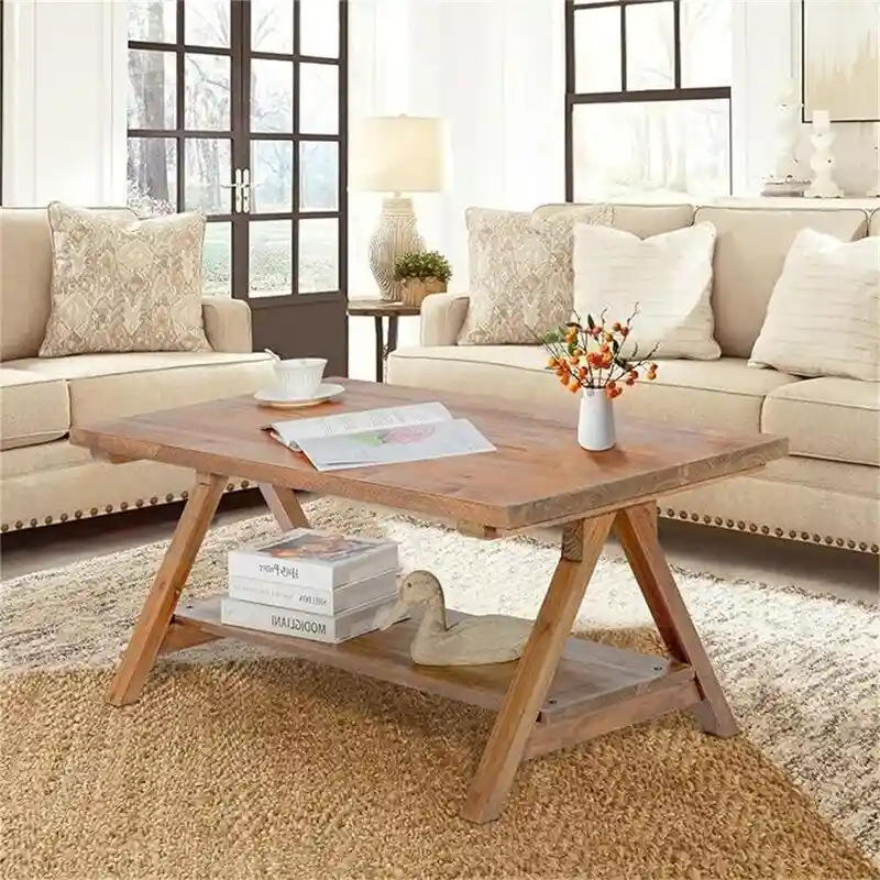 Natural MDF Lift Top Coffee Table with Hidden Storage, 1-Person