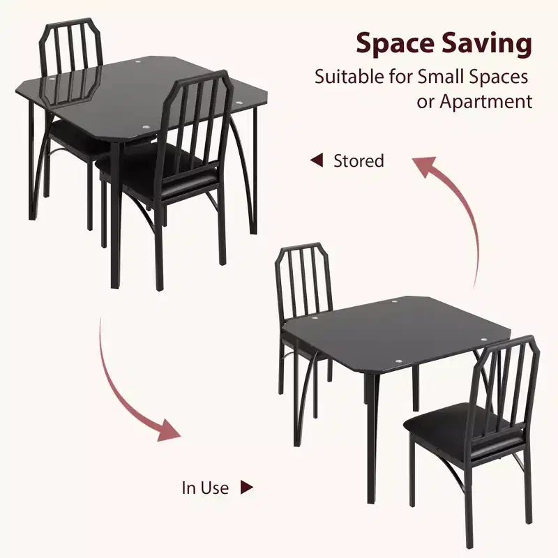 Kitchen Table Chairs Set of 2, Dining Room Table Set, Comfortable Upholstered Seats, Rectangular Kitchen Table Set, for Small Space, Home, Kitchen