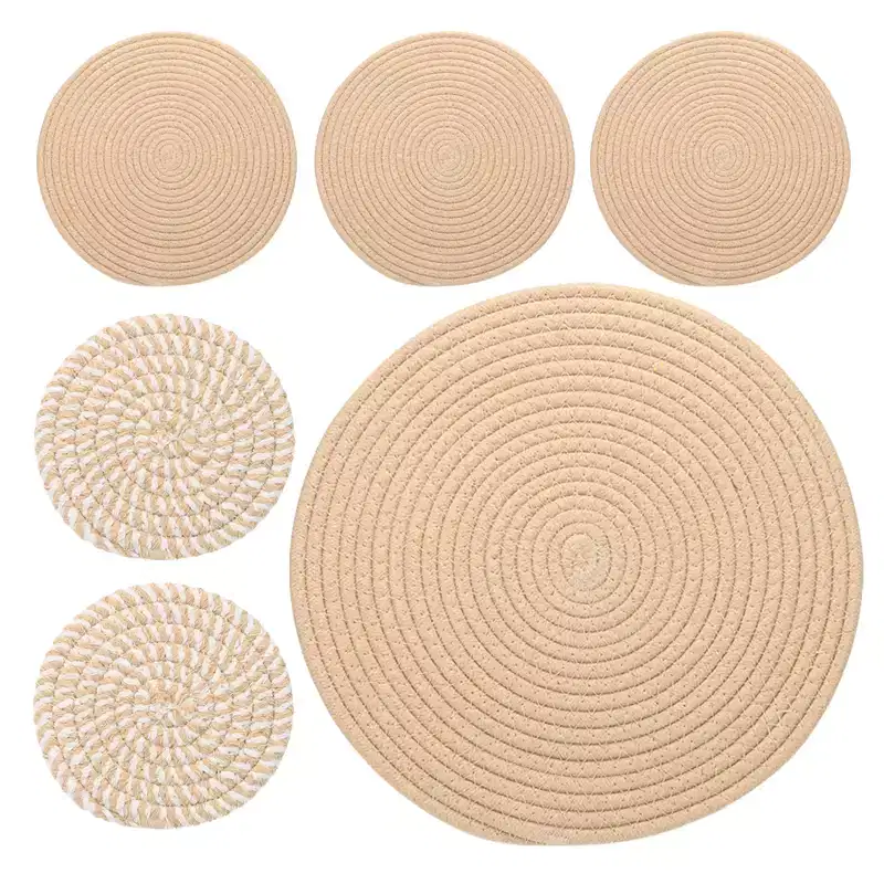 Unique Bargains Indoor Gardening Woven Plant Coasters 6 Pcs
