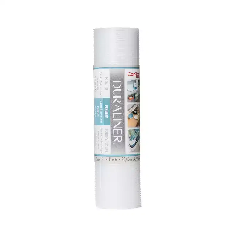 Con-Tact 12"x15ft Duraliner Ribbed Shelf Liner: Non-Adhesive Hard Plastic Liner for Wire Shelf, Clear, Spot Clean