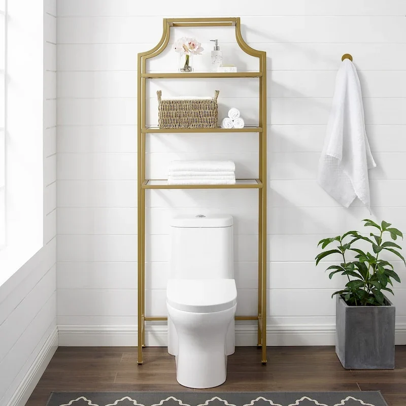 Over-the-Toilet Space Saver with Tempered Glass Shelves