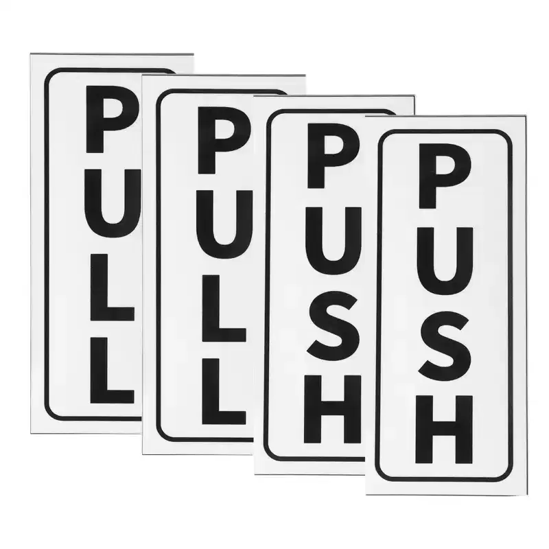 Unique Bargains Self-Adhesive Waterproof Store Shops Push Pull Door Sign 2 Set