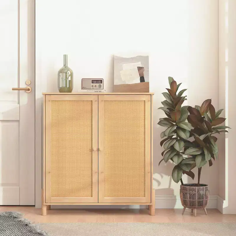Rattan Door Buffet Cabinet with Storage