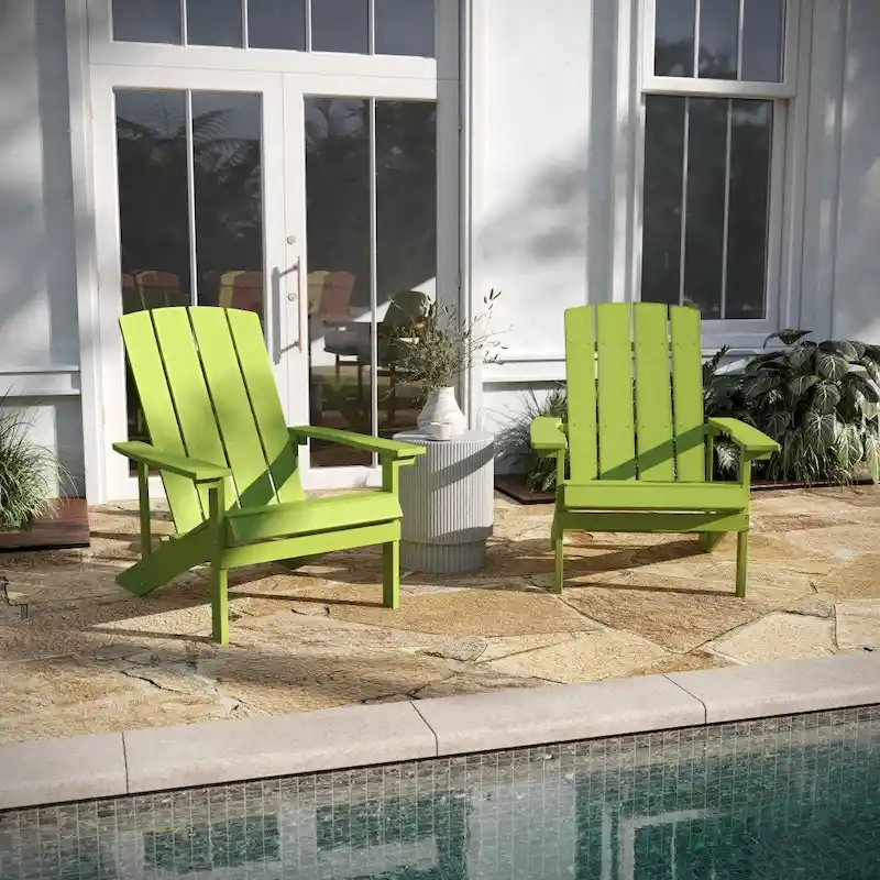 2 Pack Vertical Lattice Back All-Weather Poly Resin Adirondack Chairs