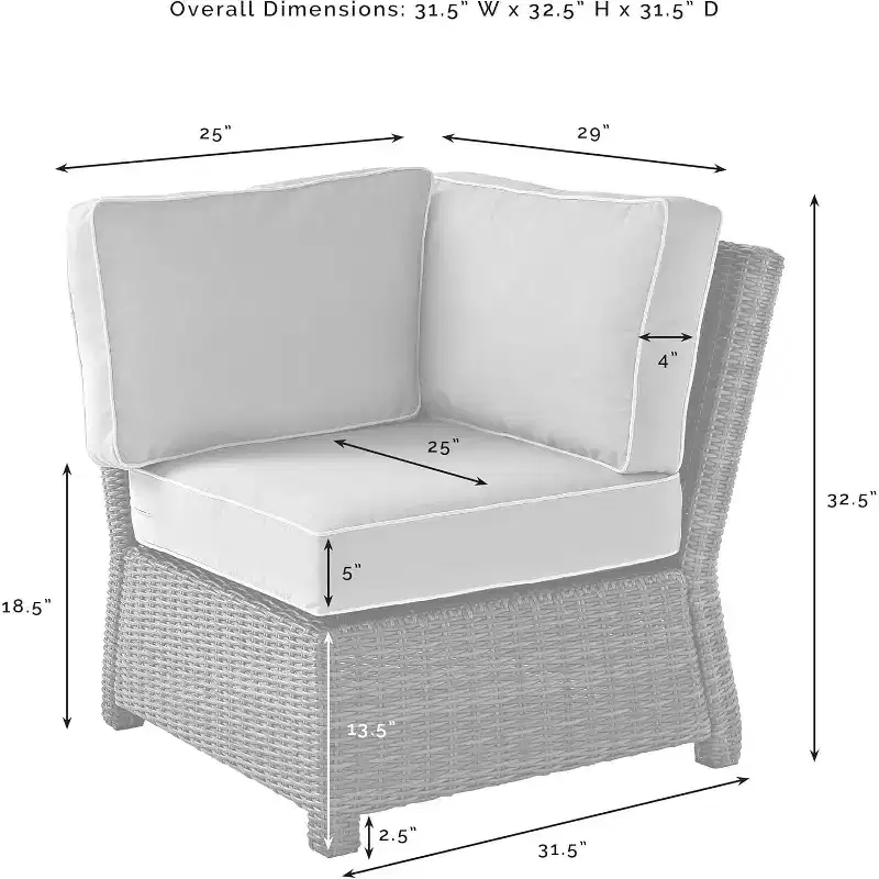 HomeStock Bradenton Outdoor Wicker Sectional Sofa